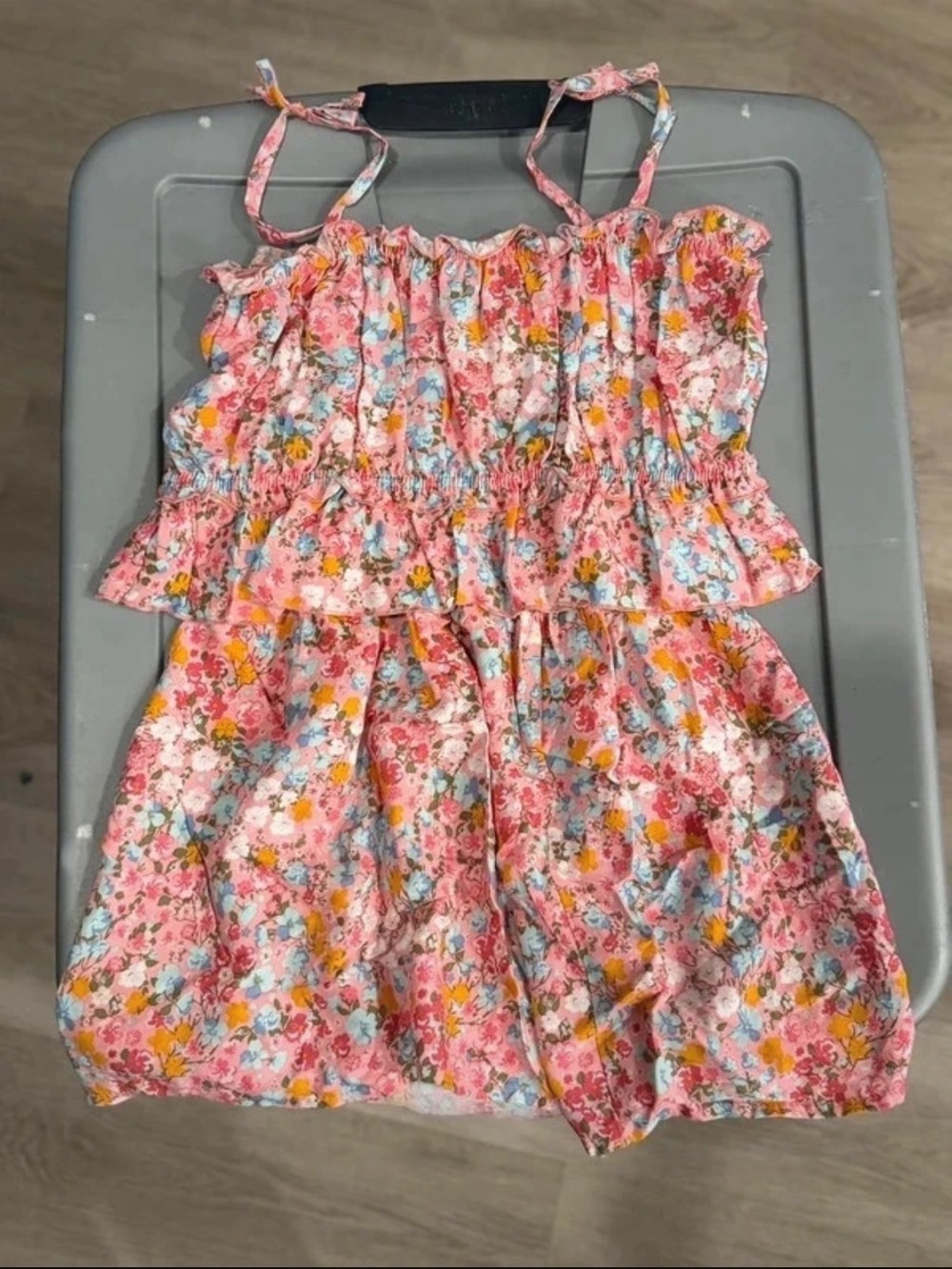 Btween Girls Pink Floral Smocked Camisole tank and skirt